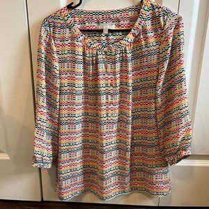 𝅺Banana Republic Blouse Top with Colorful Stripe Print Size Small